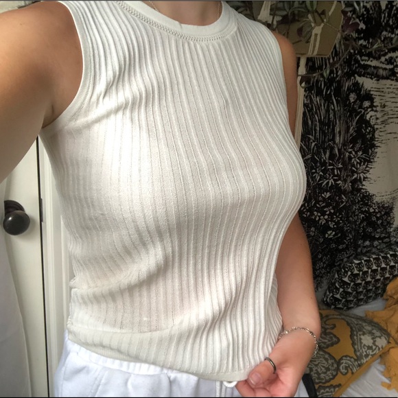 ANN TAYLOR White knit tank top - Picture 4 of 10